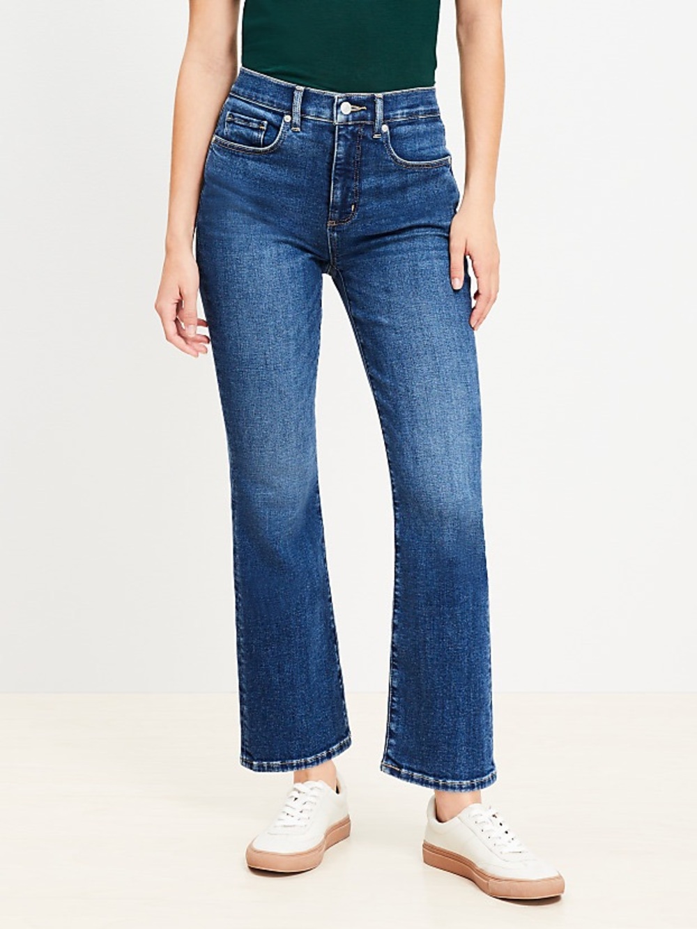 LOFT Size 29/8 The Kick Crop Medium Wash 5 Pocket Jeans Cotton-Poly-Spandex